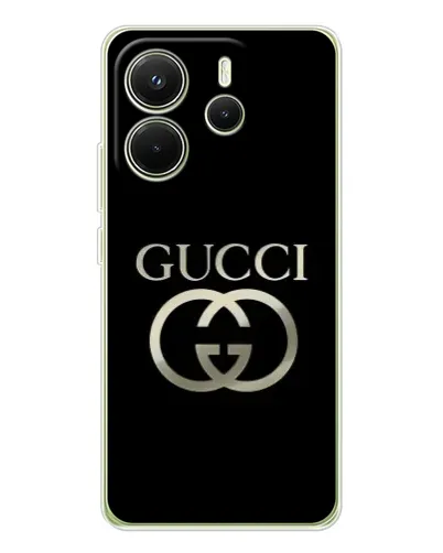 Чехол для Xiaomi Redmi Note 14 4G (Global) с картинкой «Gucci — золото на черном» Чехол для Xiaomi Redmi Note 14 4G (Global) с картинкой «Gucci — золото на черном»