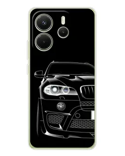 Чехол для Xiaomi Redmi Note 14 4G (Global) с картинкой «Темный силуэт BMW»