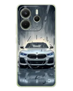 Чехол для Xiaomi Redmi Note 14 4G (Global) с картинкой «BMW в свете фар»