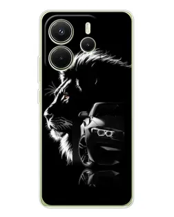 Чехол для Xiaomi Redmi Note 14 4G (Global) с картинкой «BMW и лев»