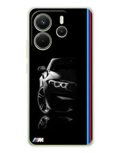 Чехол для Xiaomi Redmi Note 14 4G (Global) с картинкой «Силуэт BMW в темноте»