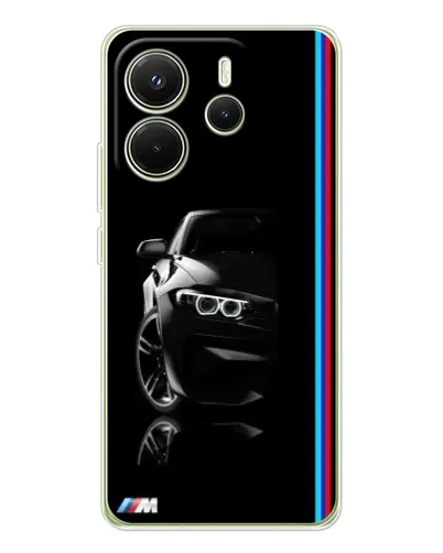 Чехол для Xiaomi Redmi Note 14 4G (Global) с картинкой «Силуэт BMW в темноте»