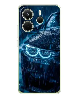 Чехол для Xiaomi Redmi Note 14 4G (Global) с картинкой «BMW под дождем»