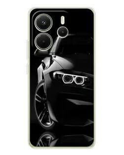 Чехол для Xiaomi Redmi Note 14 4G (Global) с картинкой «Черная BMW — профиль»