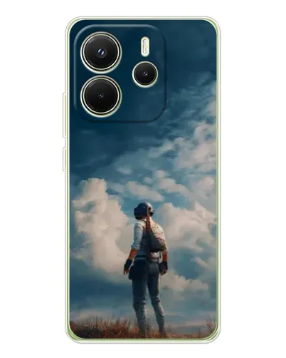 Чехол для Xiaomi Redmi Note 14 4G (Global) с картинкой «Герой PUBG на скале»