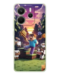Чехол для Xiaomi Redmi Note 14 4G (Global) с картинкой «Стив на ферме»