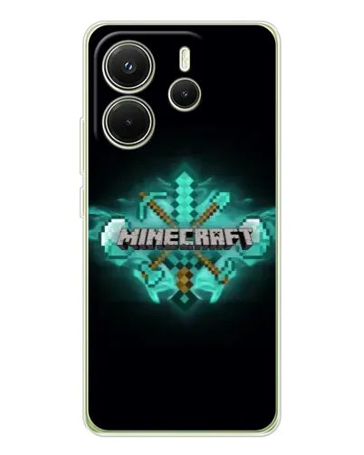 Чехол для Xiaomi Redmi Note 14 4G (Global) с картинкой «Minecraft Diamond лого» Чехол для Xiaomi Redmi Note 14 4G (Global) с картинкой «Minecraft Diamond лого»