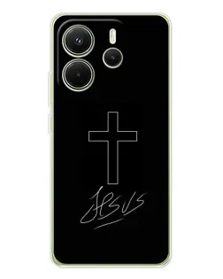 Чехол для Xiaomi Redmi Note 14 4G (Global) с картинкой «Графический крест Jesus»