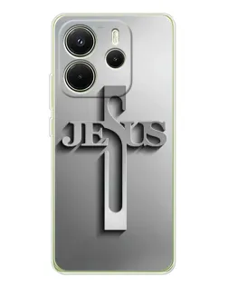 Чехол для Xiaomi Redmi Note 14 4G (Global) с картинкой «Металлический крест Jesus»