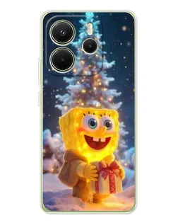 Чехол для Xiaomi Redmi Note 14 4G (Global) с картинкой «Рождественский Спанч Боб»