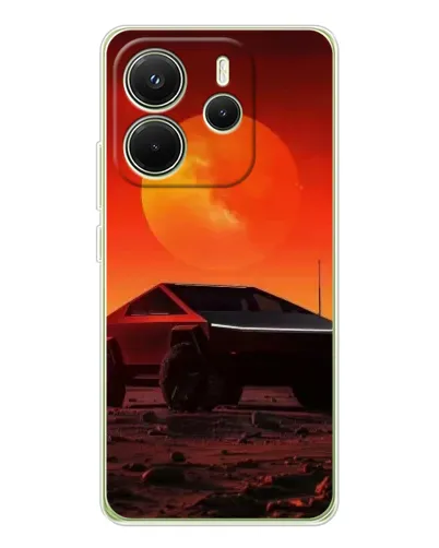 Чехол для Xiaomi Redmi Note 14 4G (Global) с картинкой «Cybertruck на Марсе»