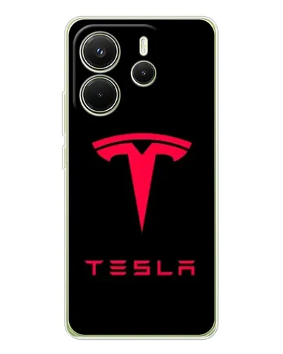 Чехол для Xiaomi Redmi Note 14 4G (Global) с картинкой «Tesla Red Logo»