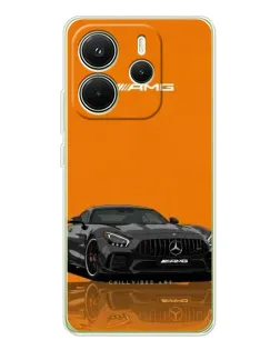 Чехол для Xiaomi Redmi Note 14 4G (Global) с картинкой «Оранжевый Mercedes AMG»