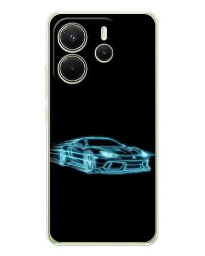 Чехол для Xiaomi Redmi Note 14 4G (Global) с картинкой «Неоновый контур Lamborghini»