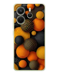Чехол для Xiaomi Redmi Note 14 4G (Global) с картинкой «Объемные оранжевые сферы»