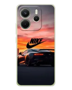 Чехол для Xiaomi Redmi Note 14 4G (EU) с картинкой «Nike и суперкар»