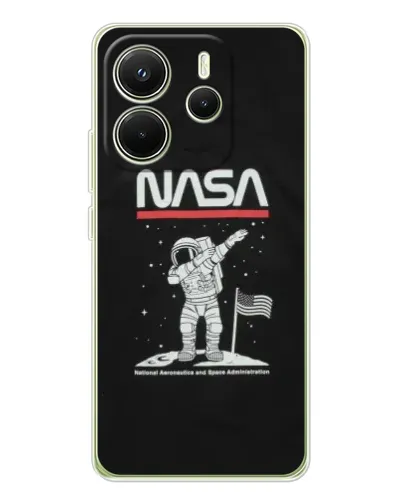 Чехол для Xiaomi Redmi Note 14 4G (EU) с картинкой «NASA — шагаем по Луне»