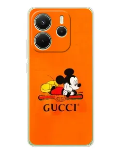 Чехол для Xiaomi Redmi Note 14 4G (EU) с картинкой «Микки Маус Gucci — оранж»