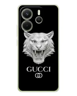 Чехол для Xiaomi Redmi Note 14 4G (EU) с картинкой «Gucci — серебряный лев»
