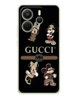 Чехол для Xiaomi Redmi Note 14 4G (EU) с картинкой «Gucci — герои Disney и монограмма»