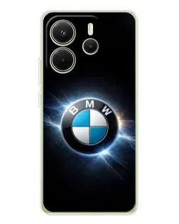 Чехол для Xiaomi Redmi Note 14 4G (EU) с картинкой «BMW — неоновое сияние»