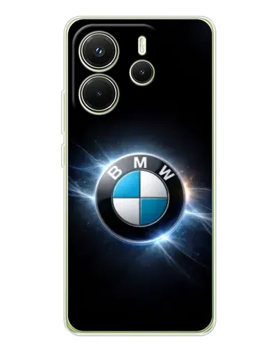 Чехол для Xiaomi Redmi Note 14 4G (EU) с картинкой «BMW — неоновое сияние»
