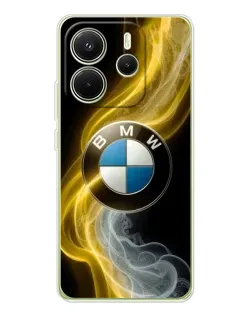 Чехол для Xiaomi Redmi Note 14 4G (EU) с картинкой «Золотистый дым BMW»
