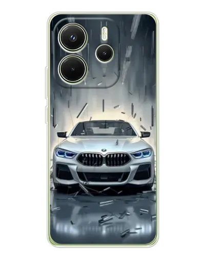 Чехол для Xiaomi Redmi Note 14 4G (EU) с картинкой «BMW в свете фар»