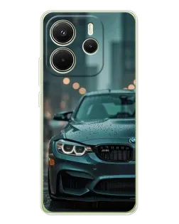 Чехол для Xiaomi Redmi Note 14 4G (EU) с картинкой «BMW в огнях города»