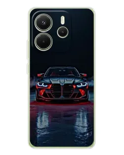 Чехол для Xiaomi Redmi Note 14 4G (EU) с картинкой «BMW на мокрой дороге»