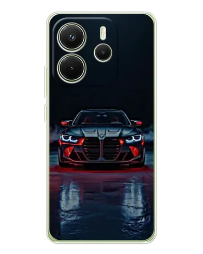 Чехол для Xiaomi Redmi Note 14 4G (EU) с картинкой «BMW на мокрой дороге»