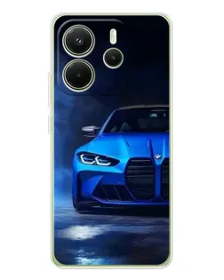 Чехол для Xiaomi Redmi Note 14 4G (EU) с картинкой «Голубая BMW M4»