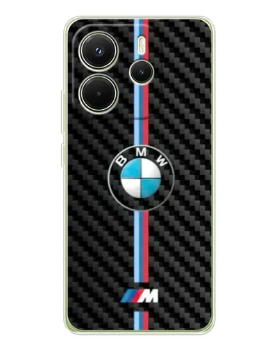 Чехол для Xiaomi Redmi Note 14 4G (EU) с картинкой «Эмблема BMW и карбон»