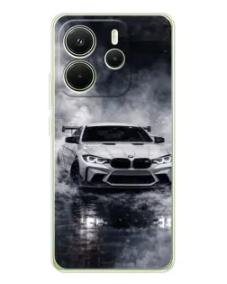 Чехол для Xiaomi Redmi Note 14 4G (EU) с картинкой «BMW сквозь туман»