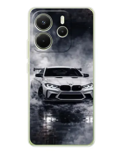 Чехол для Xiaomi Redmi Note 14 4G (EU) с картинкой «BMW сквозь туман»