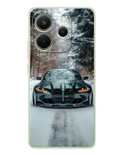 Чехол для Xiaomi Redmi Note 14 4G (EU) с картинкой «BMW в зимнем лесу»