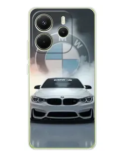 Чехол для Xiaomi Redmi Note 14 4G (EU) с картинкой «BMW в белом дыму»