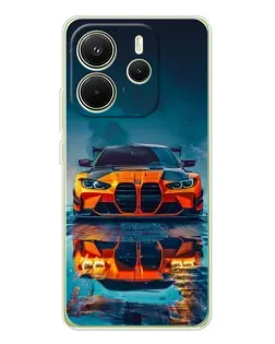 Чехол для Xiaomi Redmi Note 14 4G (EU) с картинкой «BMW — золотая эмблема»