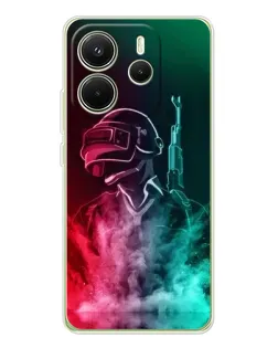 Чехол для Xiaomi Redmi Note 14 4G (EU) с картинкой «PUBG — огненный воин»