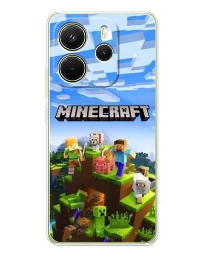 Чехол для Xiaomi Redmi Note 14 4G (EU) с картинкой «Minecraft классический мир»