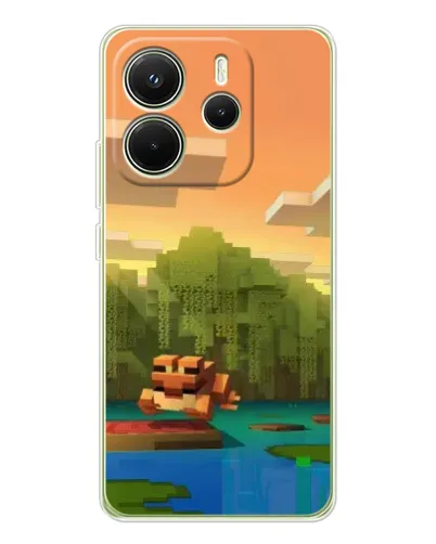 Чехол для Xiaomi Redmi Note 14 4G (EU) с картинкой «Майнкрафт закат солнца»
