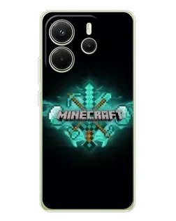 Чехол для Xiaomi Redmi Note 14 4G (EU) с картинкой «Minecraft Diamond лого»