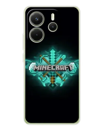 Чехол для Xiaomi Redmi Note 14 4G (EU) с картинкой «Minecraft Diamond лого»