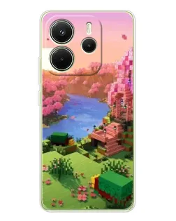 Чехол для Xiaomi Redmi Note 14 4G (EU) с картинкой «Розовое дерево Minecraft»