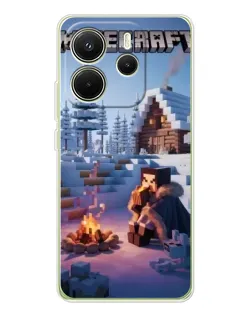 Чехол для Xiaomi Redmi Note 14 4G (EU) с картинкой «Зимний Minecraft»