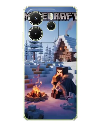 Чехол для Xiaomi Redmi Note 14 4G (EU) с картинкой «Зимний Minecraft»