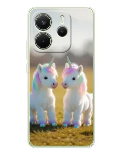 Чехол для Xiaomi Redmi Note 14 4G (EU) с картинкой «Пара единорогов»