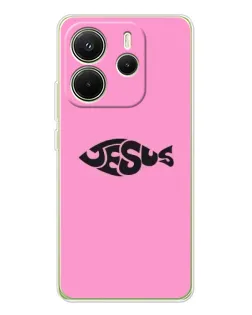 Чехол для Xiaomi Redmi Note 14 4G (EU) с картинкой «Розовый символ  Jesus»