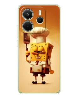 Чехол для Xiaomi Redmi Note 14 4G (EU) с картинкой «Губка Боб повар»