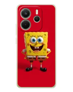 Чехол для Xiaomi Redmi Note 14 4G (EU) с картинкой «Спанч Боб на красном»